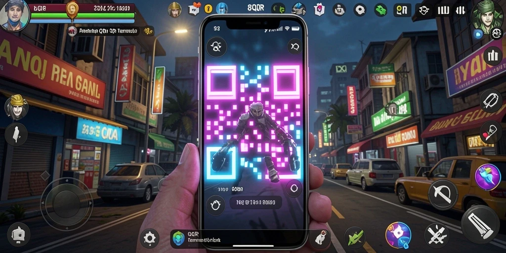 Tampilan pemindaian kode QR di aplikasi 8QR yang intuitif.