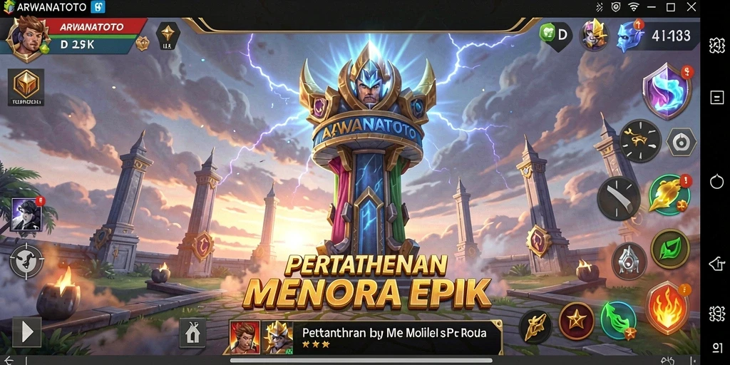 Screenshot ARWANATOTO menampilkan aksi Tower Defense yang menarik.