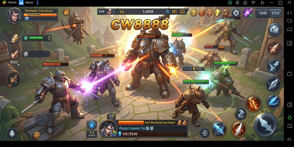 Screenshot gameplay CW8888 menampilkan pertempuran strategis yang epik.