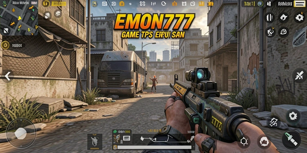 Screenshot EMON777 menampilkan aksi intens dalam pertempuran TPS.