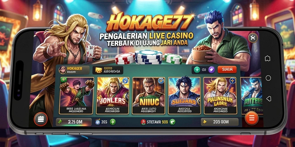 Tampilan gameplay HOKAGE77 dengan dealer langsung dan suasana kasino yang nyata.