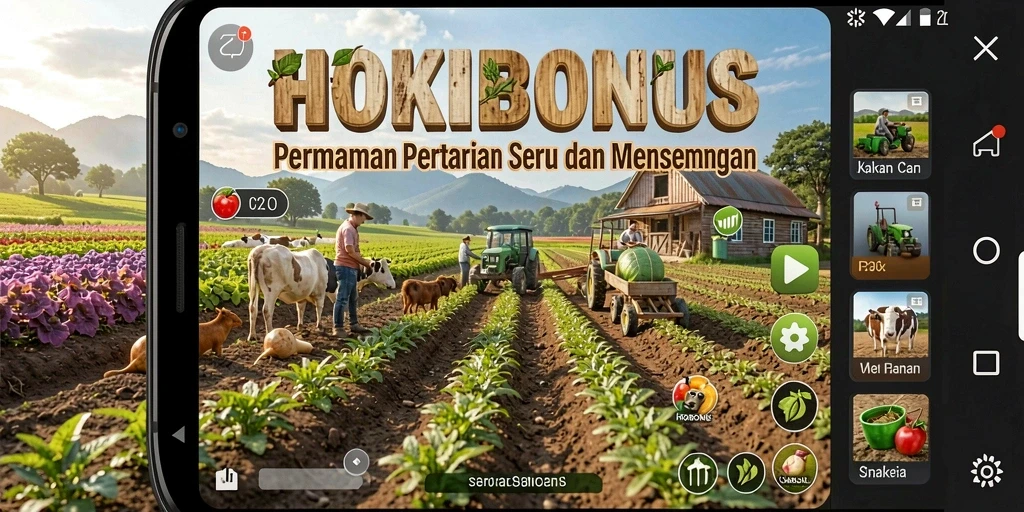 Screenshot HOKIBONUS menampilkan aktivitas bertani yang seru.
