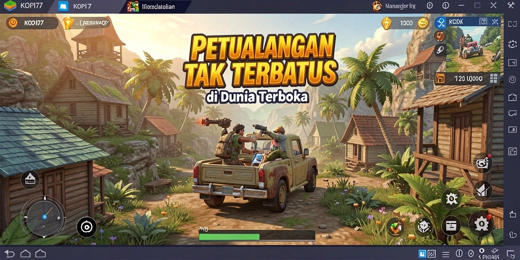 Screenshot gameplay KOPI77 yang menampilkan eksplorasi dunia terbuka.