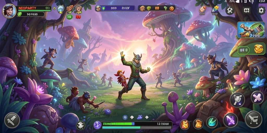 Screenshot gameplay NEOPARTY dengan aksi seru dalam petualangan.