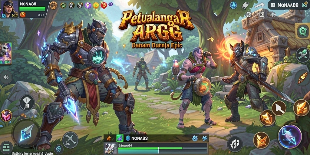Screenshot gameplay NONA88 yang menampilkan pertarungan epik.