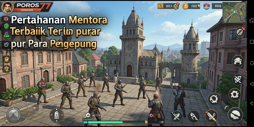 Menampilkan aksi seru dalam permainan Tower Defense.