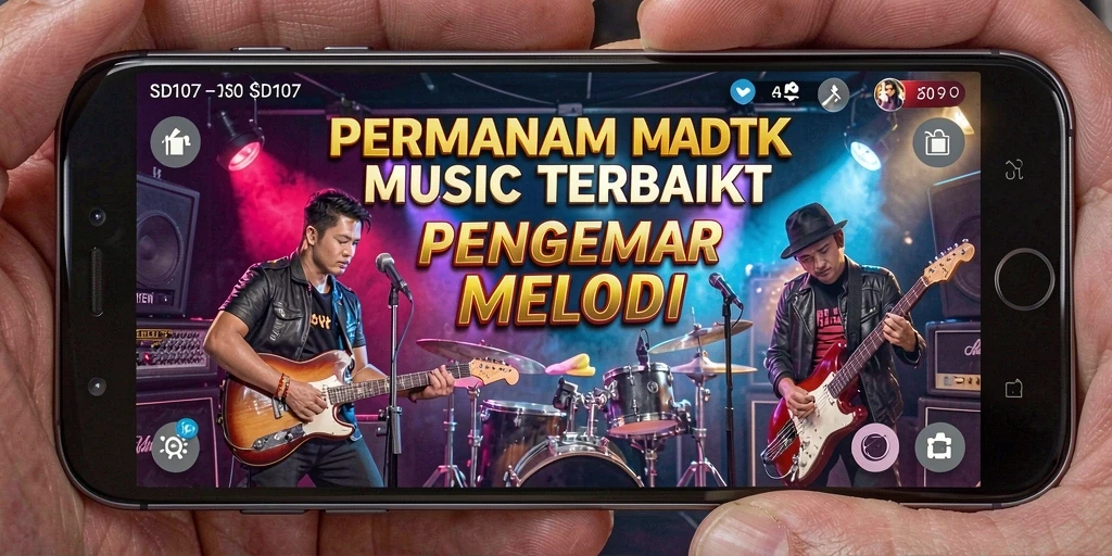 Tampilan gameplay SD107 yang menarik dengan berbagai lagu dan tantangan.